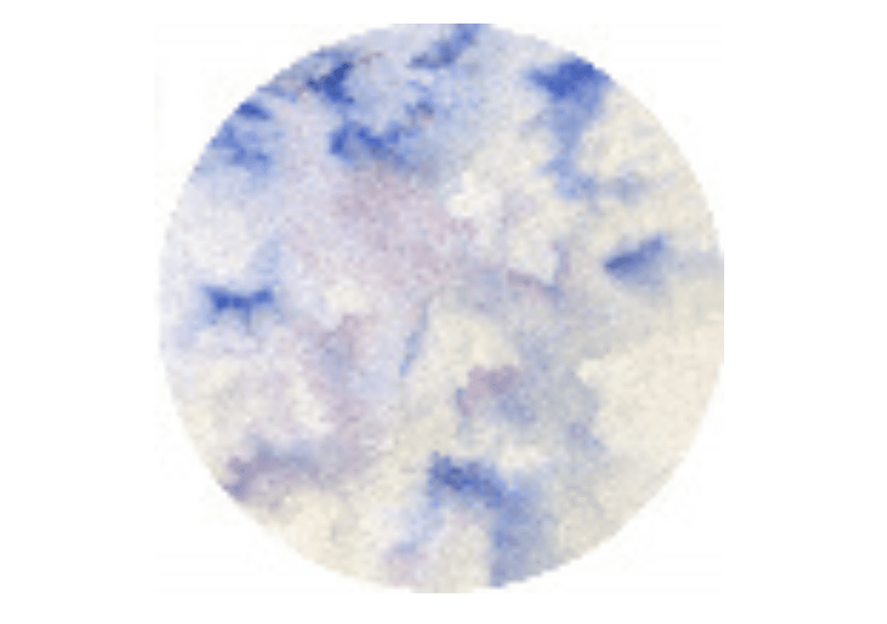 Abstract watercolor circle with blue and white.